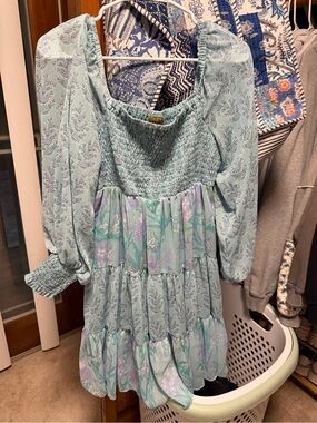Blue Pattern Midi Dress